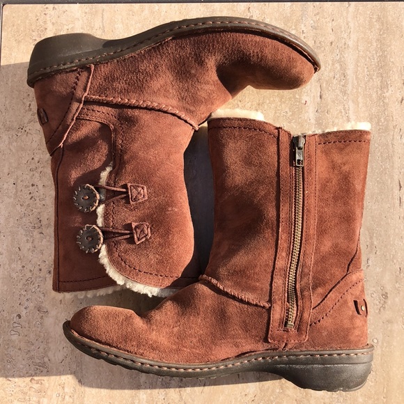 UGG Cognac Suede Kimbra Two-Button Zip Entry Boots 9 EUC - Picture 8 of 14